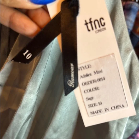 TFNC Silver/teal Sheath Halter Maxi Dress - Picture 2 of 7